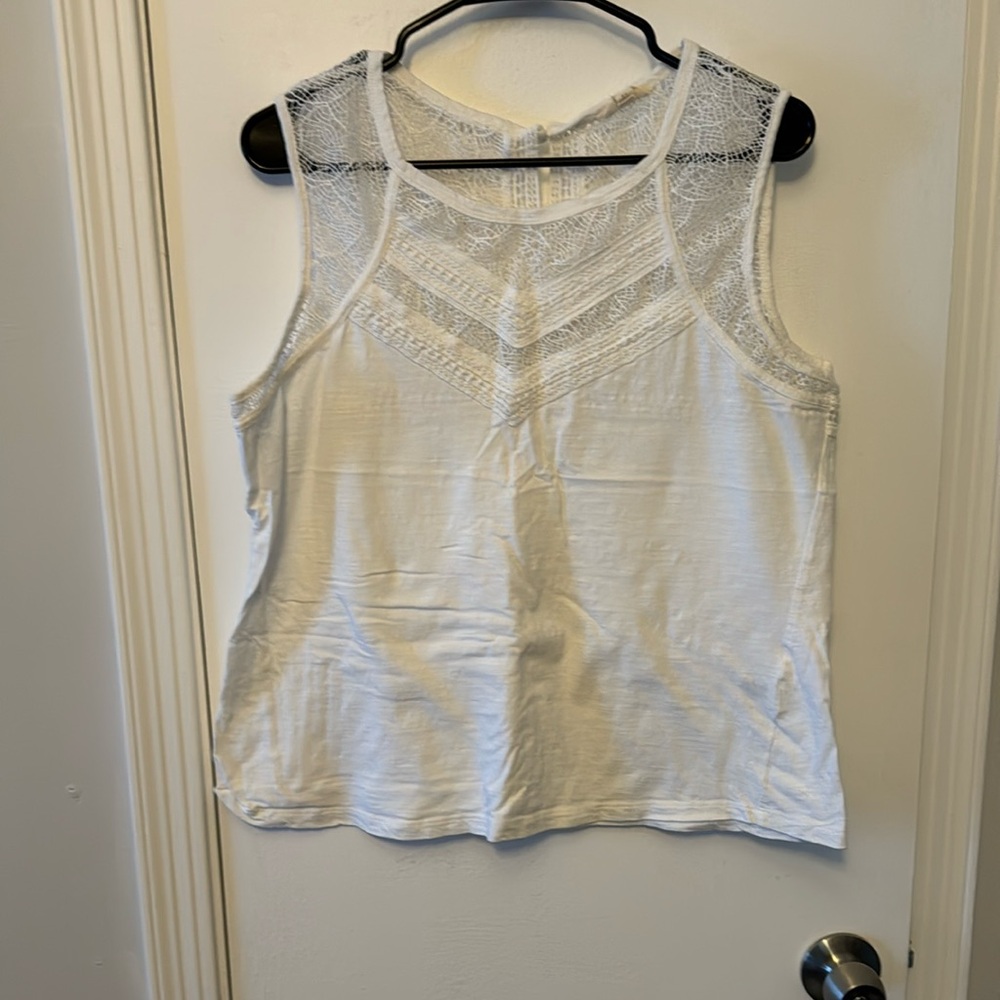 Adiva White Lace Trim Sleeveless Top size XL
